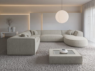 XXL Wohnlandschaft Monterola U-Form aus Stoff Hellgrau