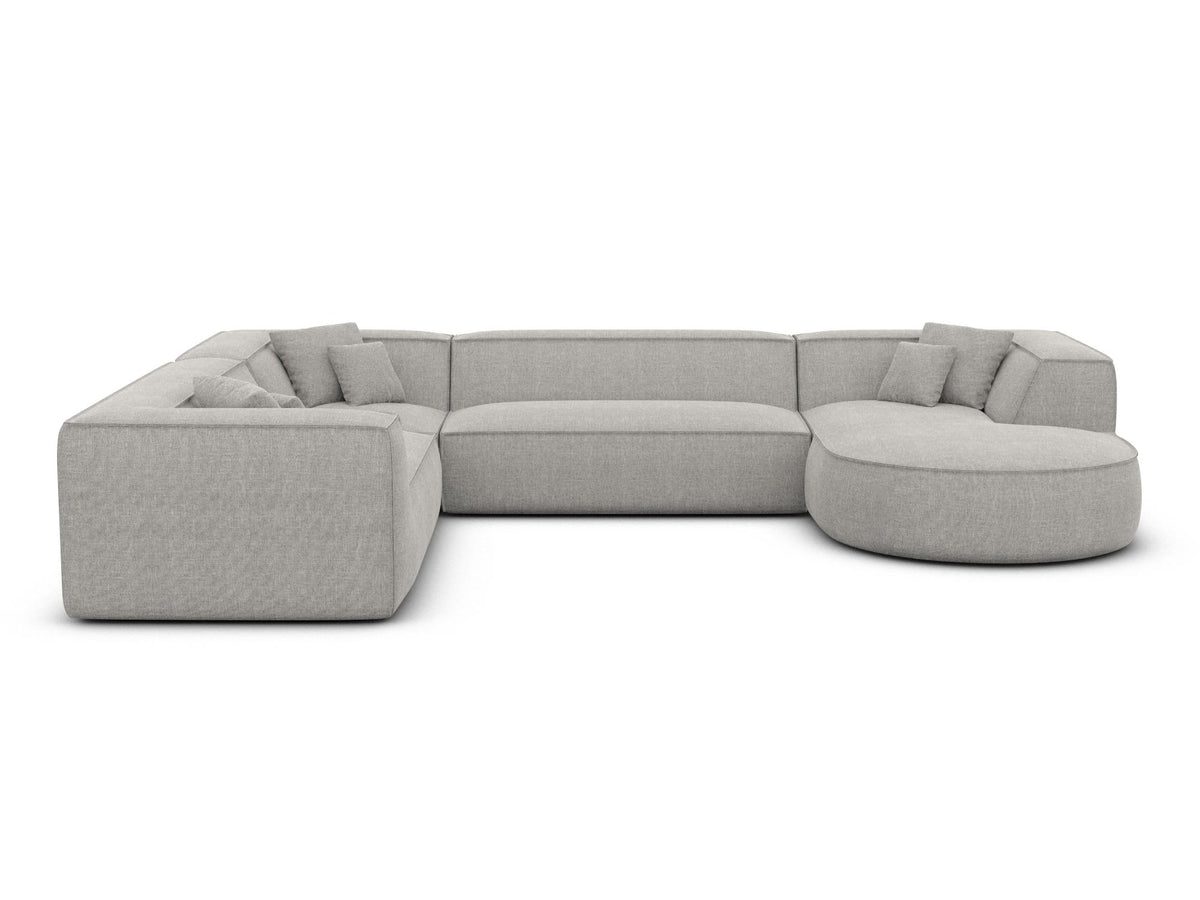 XXL Wohnlandschaft Monterola U-Form aus Stoff Hellgrau