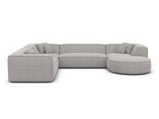 XXL Wohnlandschaft Monterola U-Form aus Stoff Hellgrau
