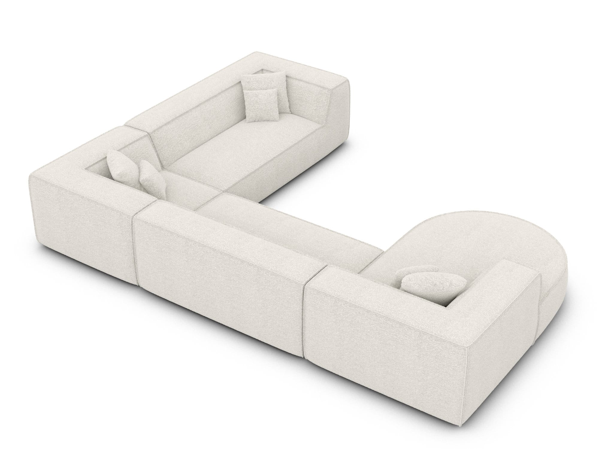 XXL Wohnlandschaft Monterola U-Form aus Stoff Weiß