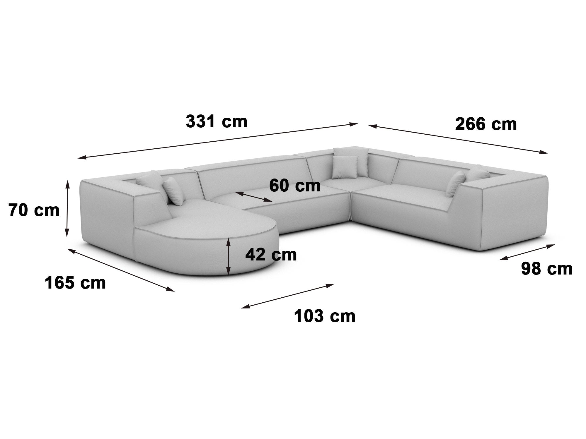 Polster Wohnlandschaft Monterola XXL U-Form Beige