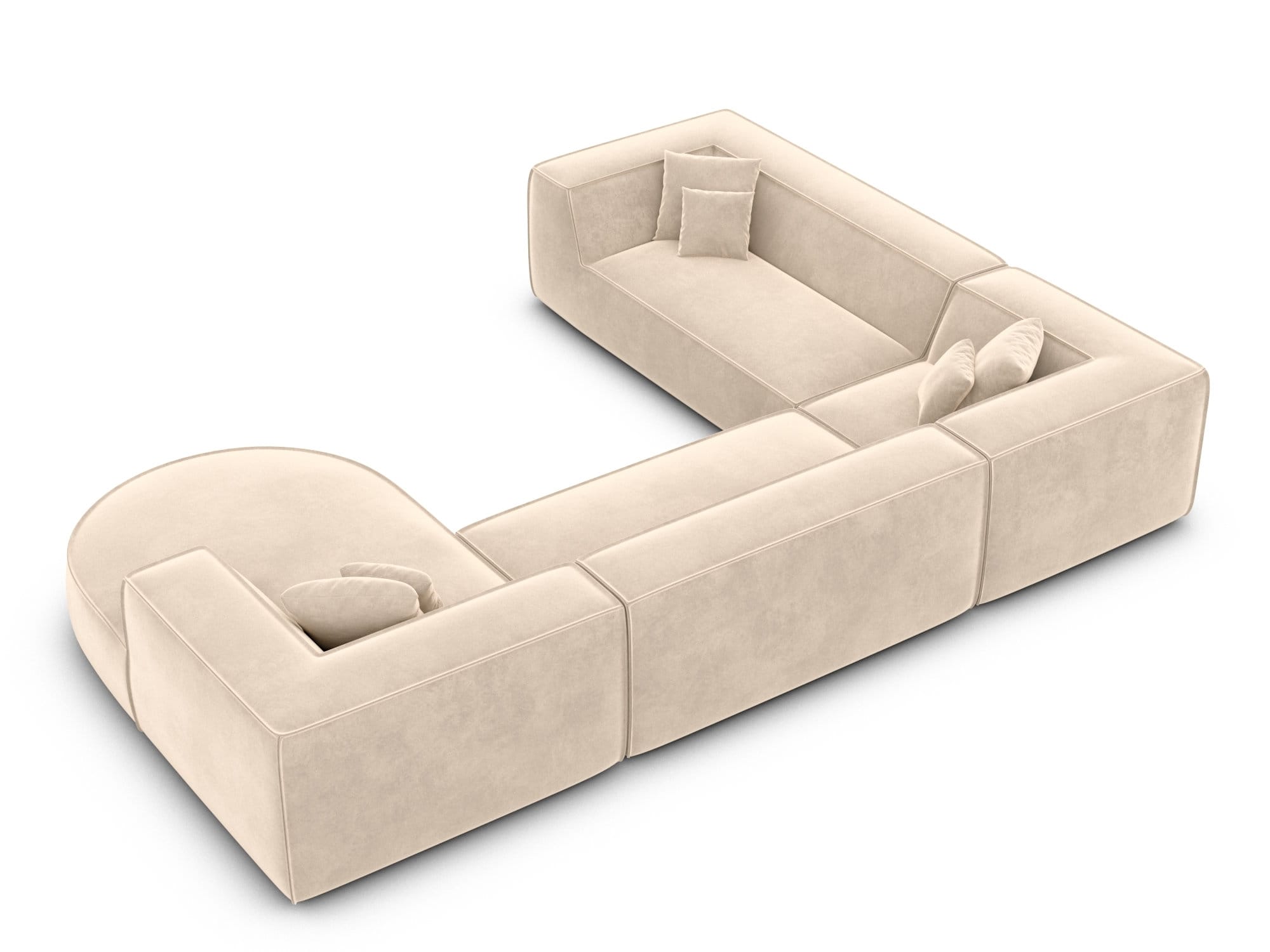 XXL Wohnlandschaft Monterola U-Form aus Stoff Creme