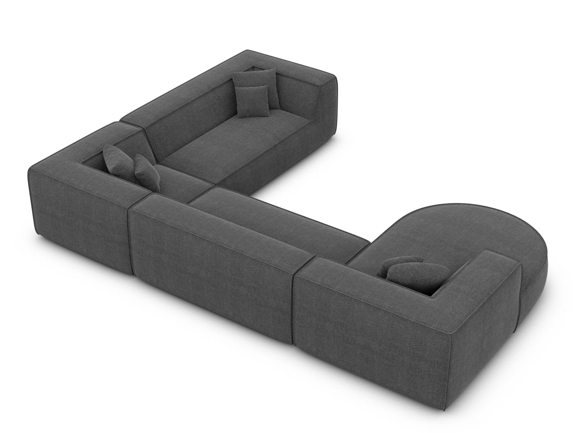 XXL Wohnlandschaft Monterola U-Form aus Stoff Anthrazit