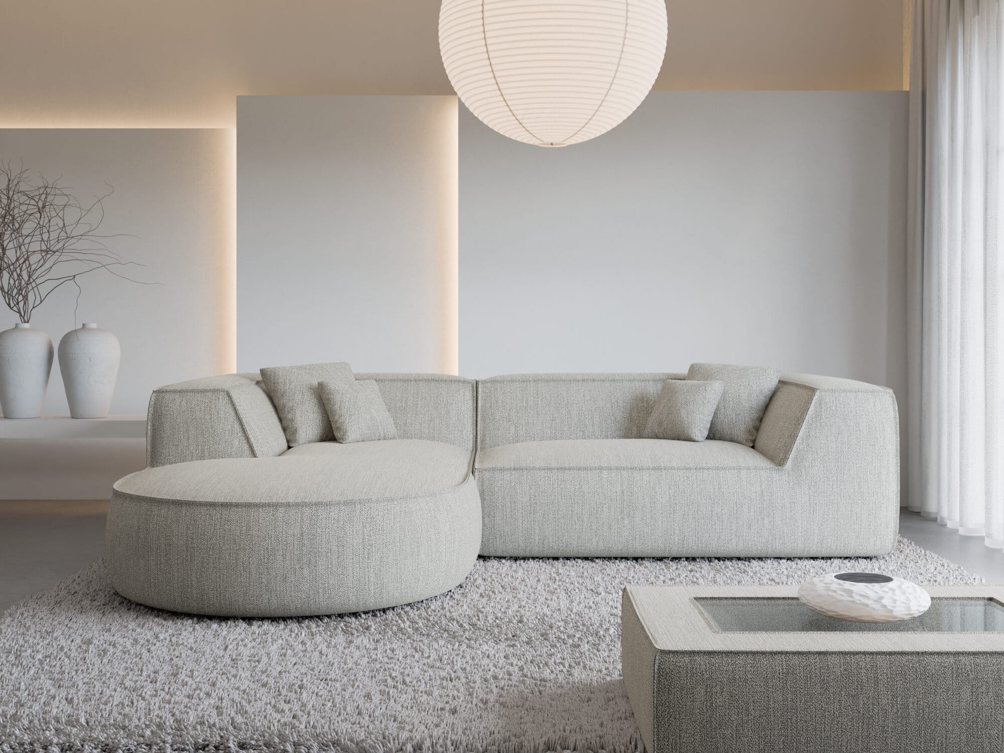 Stoff Ecksofa Monterola L Form hellgrau