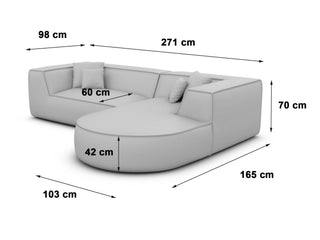 Stoff Ecksofa Monterola L-Form Hellgrau
