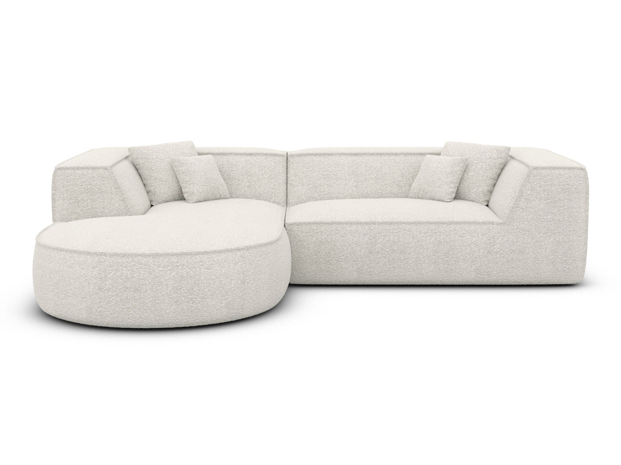 Stoff Ecksofa Monterola L-Form Weiß