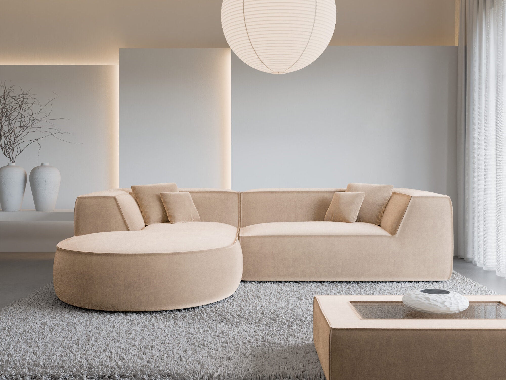Polster Ecksofa Monterola L-Form kurz Beige