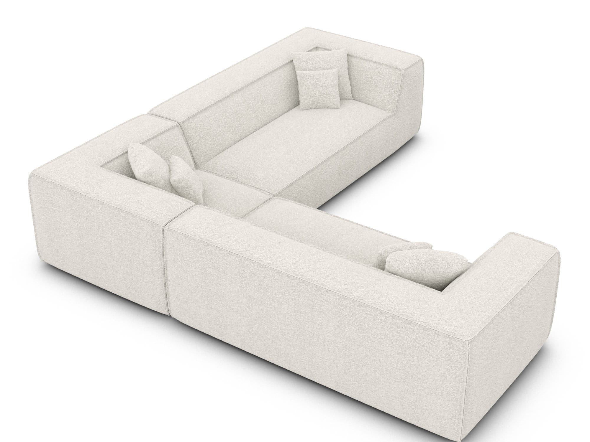 Ecksofa Monterola L-Form aus Stoff Weiß