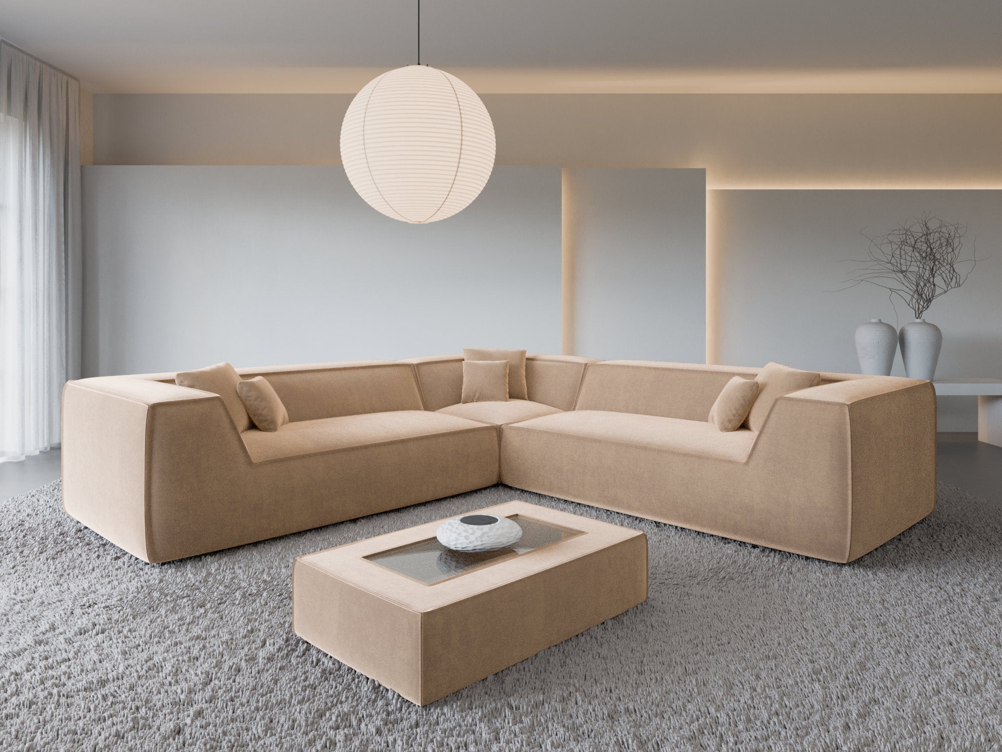 Polster Ecksofa Monterola L Form Beige