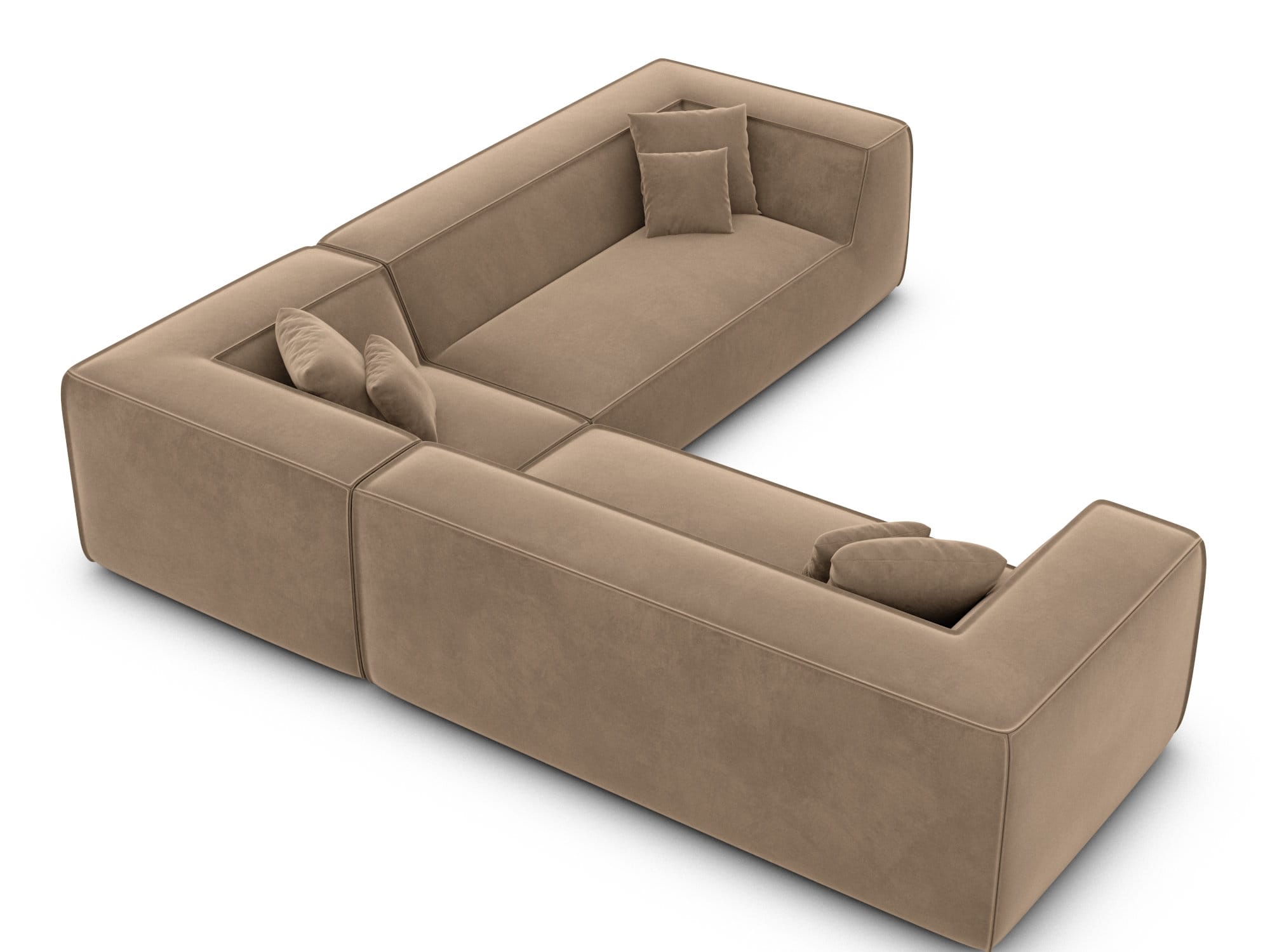 Ecksofa Monterola L-Form aus Stoff Braun