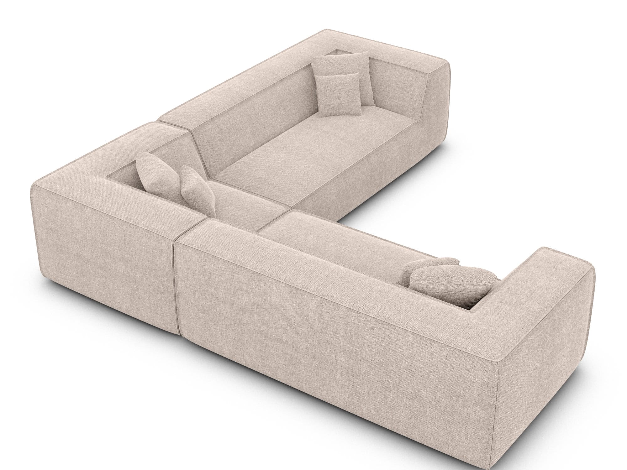 Ecksofa Monterola L-Form aus Stoff Beige