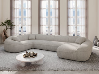 XL Stoff Wohnlandschaft Solmare U-Form Hellgrau
