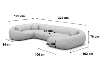 XL Stoff Wohnlandschaft Solmare U-Form Hellgrau