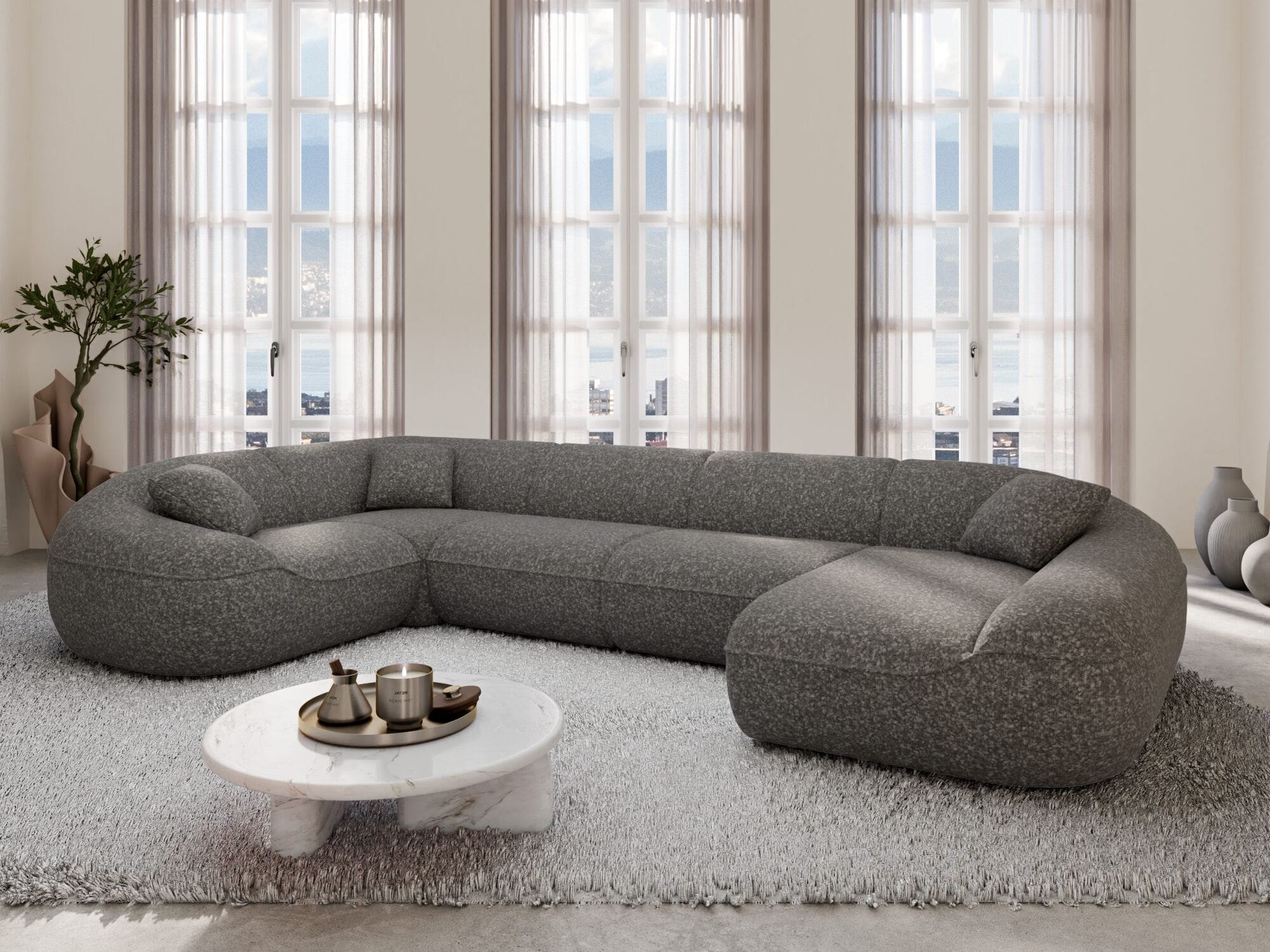 XL Stoff Wohnlandschaft Solmare U-Form Graphite