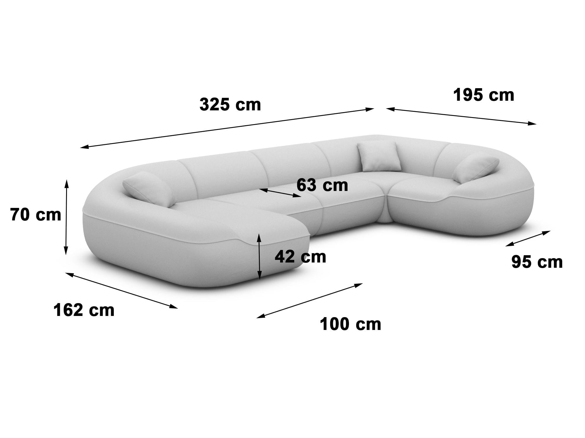 XL Stoff Wohnlandschaft Solmare U-Form Anthrazit