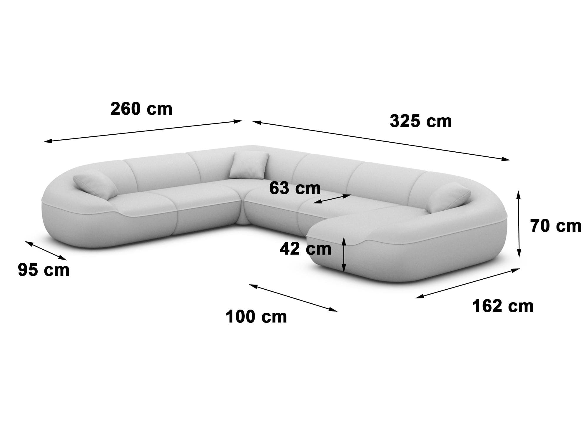 XXL Stoff Wohnlandschaft Solmare U-Form Schwarz