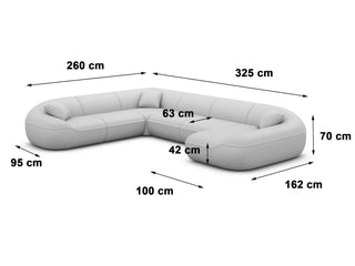 XXL Stoff Wohnlandschaft Solmare U-Form Hellgrau