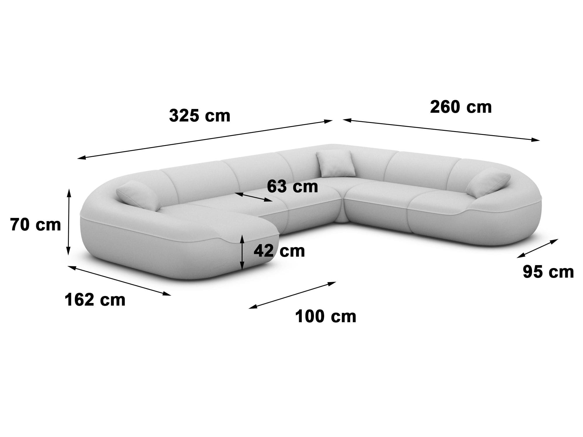 XXL Stoff Wohnlandschaft Solmare U-Form Weiß