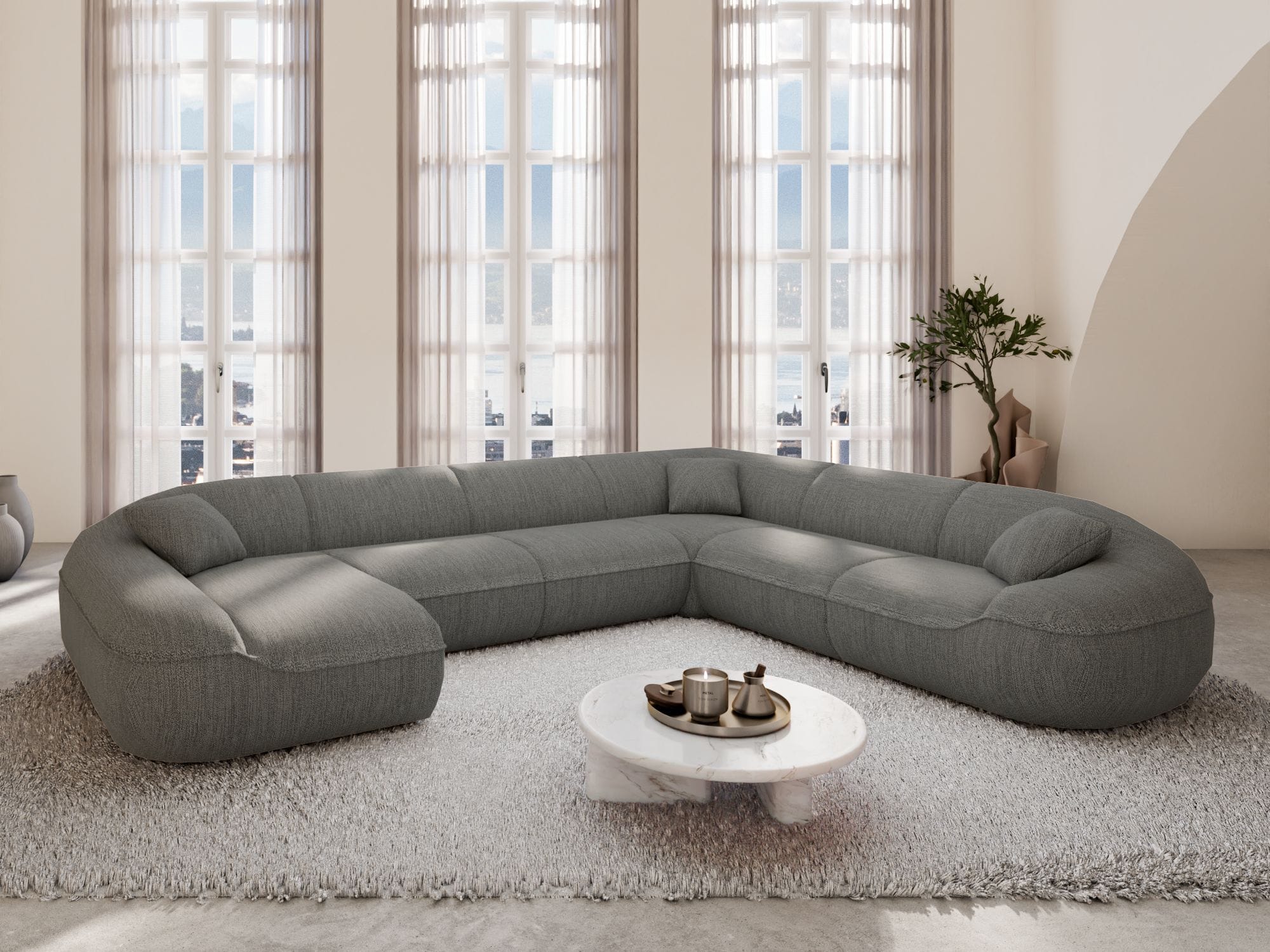 XXL Stoff Wohnlandschaft Solmare U-Form Anthrazit