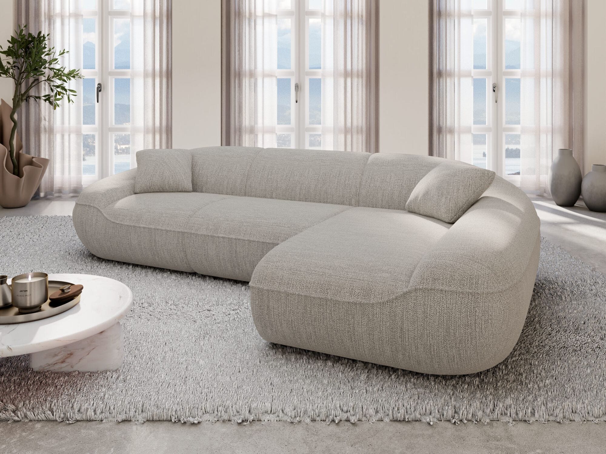 Ecksofa Solmare L Form aus Stoff hellgrau
