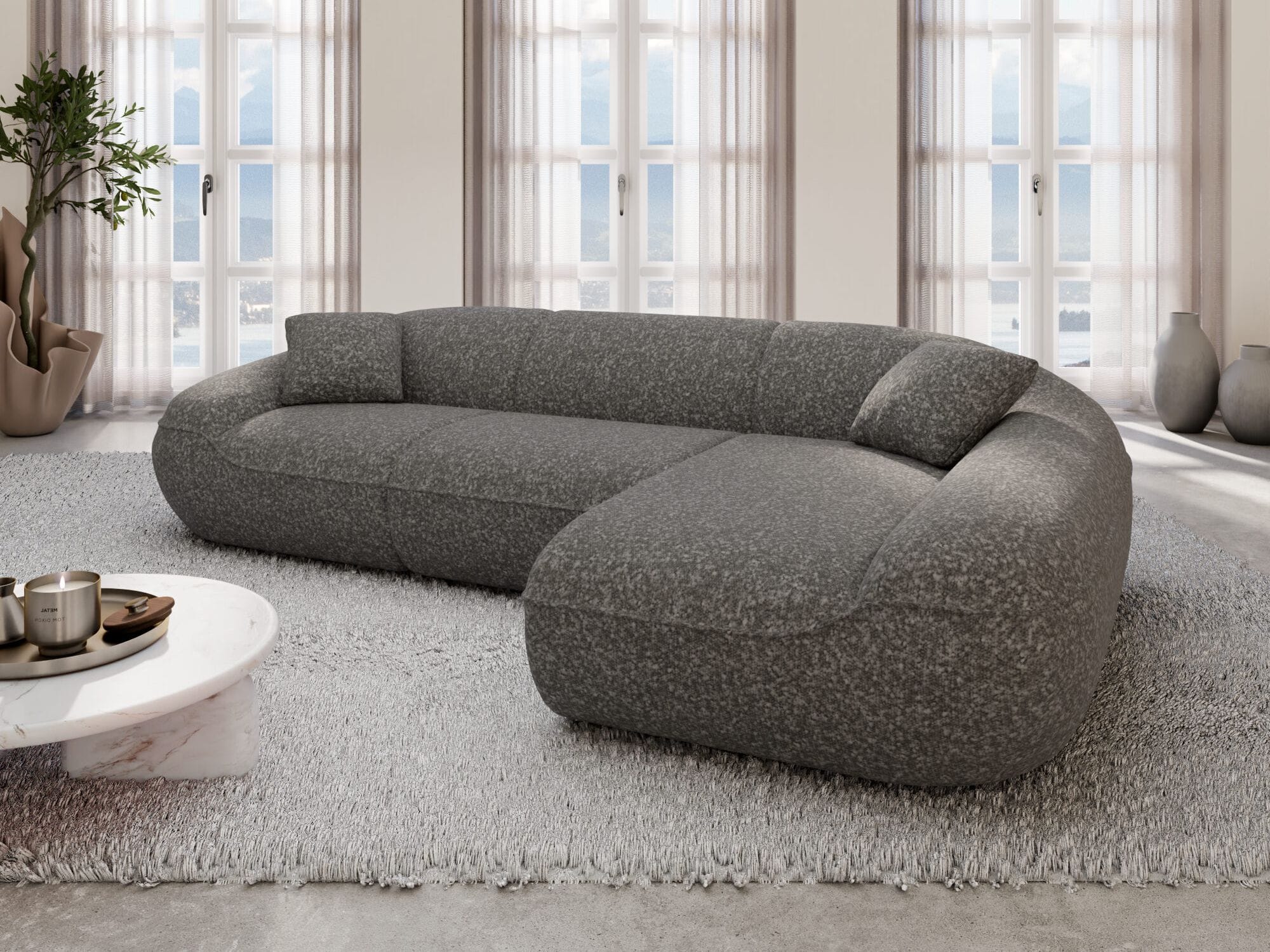 Ecksofa Solmare L Form aus Stoff graphite