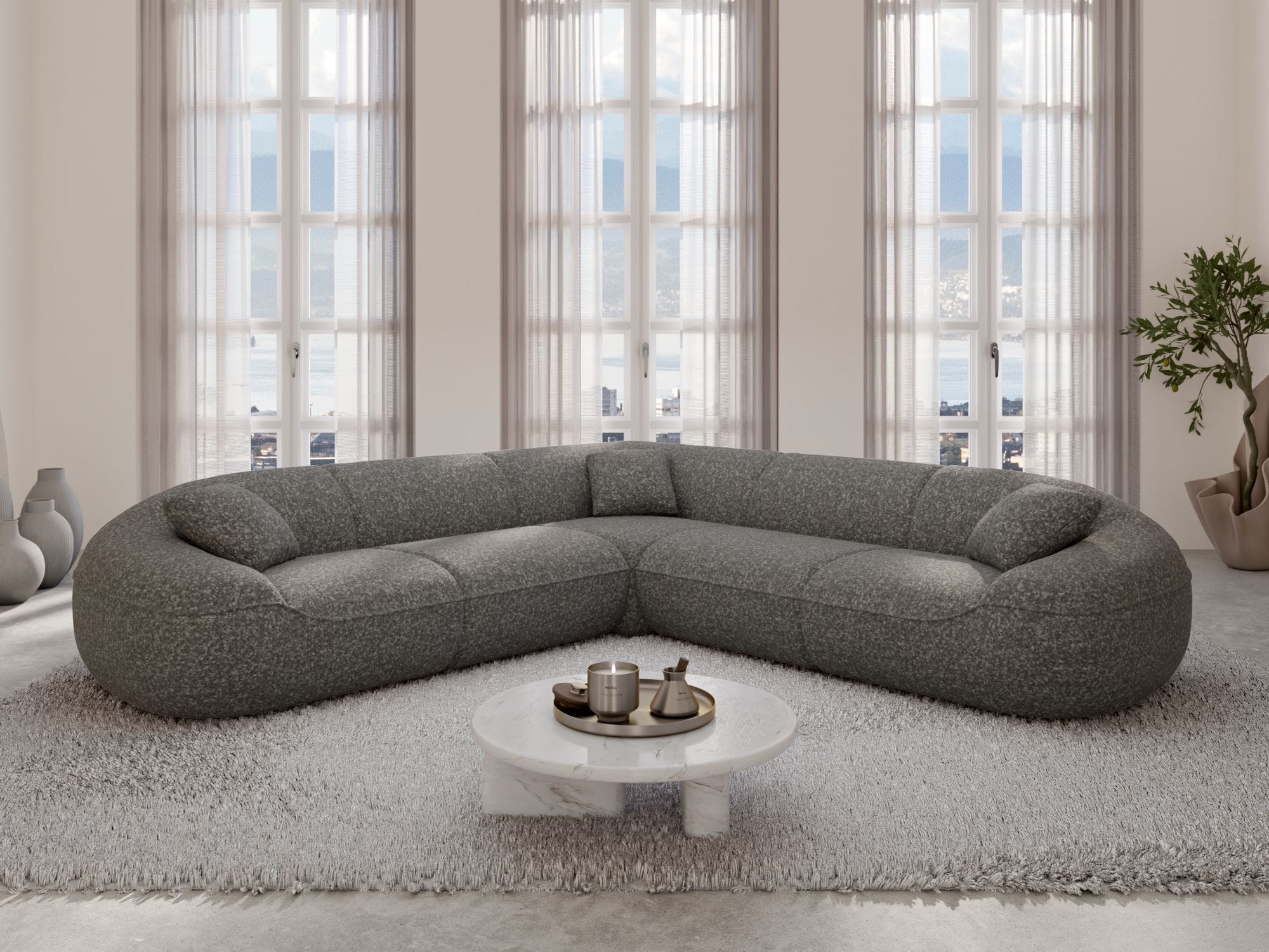 Stoff Ecksofa Solmare L-Form Graphite