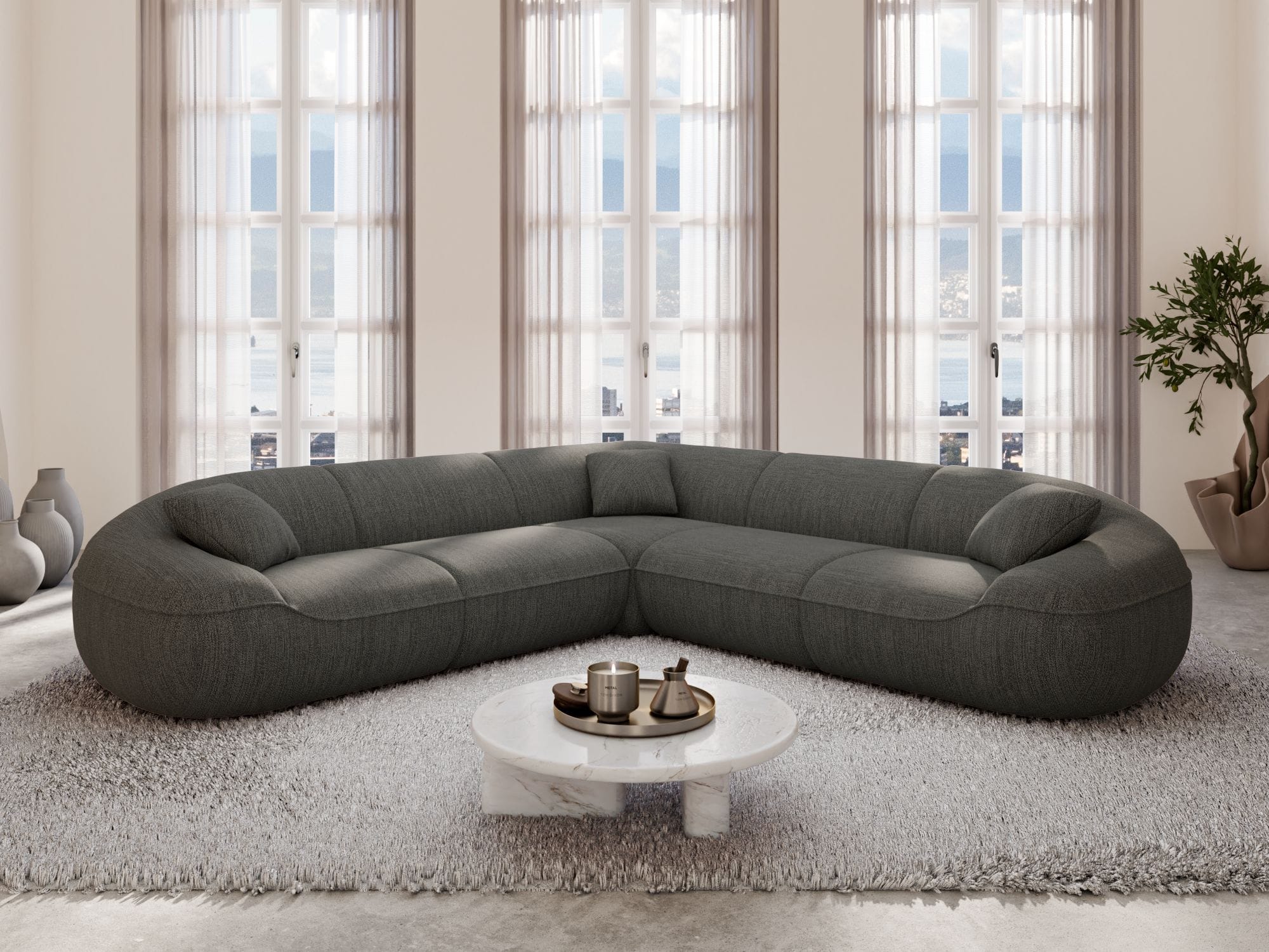 Stoff Ecksofa Solmare L-Form Anthrazit