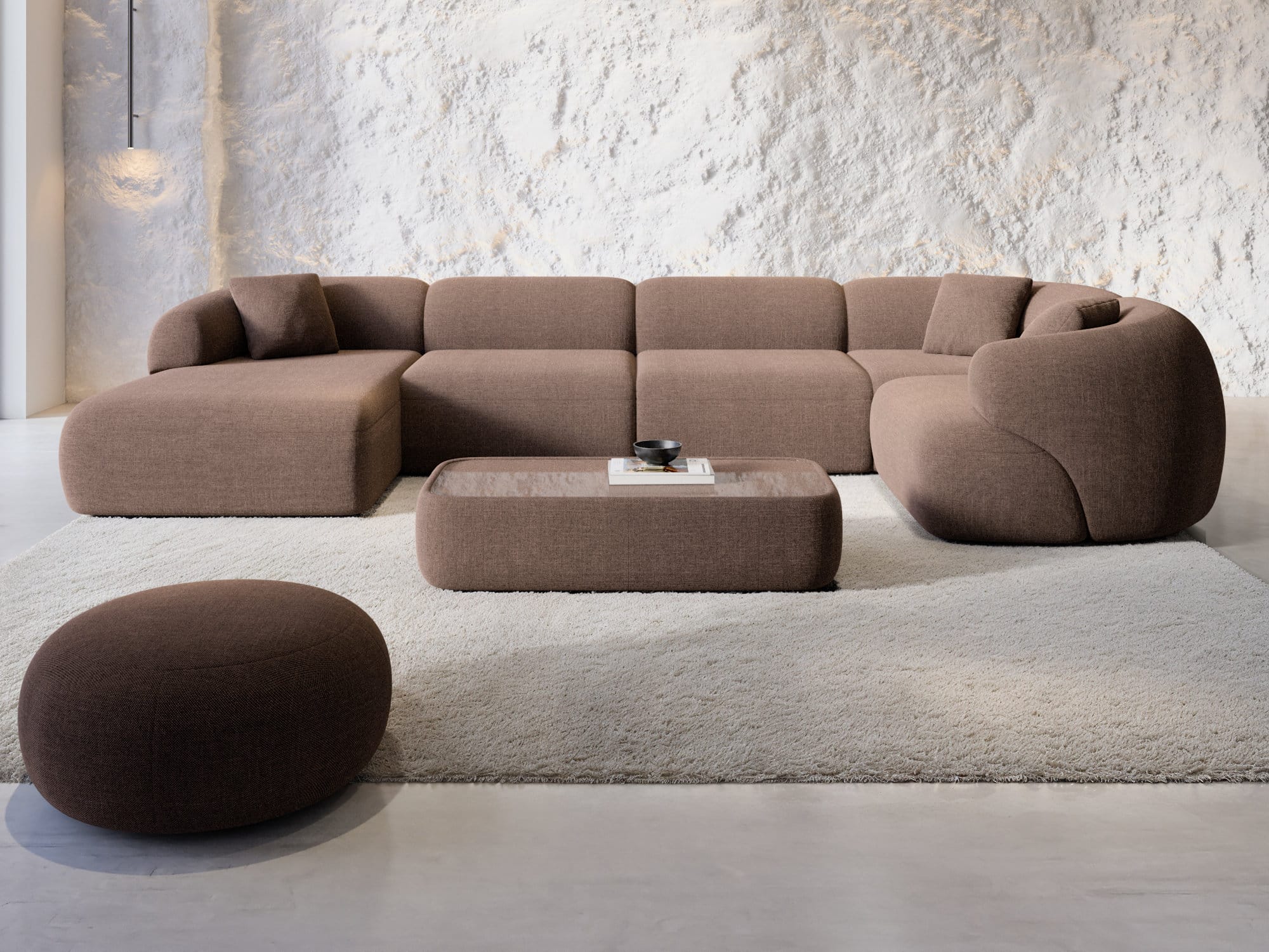 Wohnlandschaft Monteluna XL U-Form in Stoff Braun