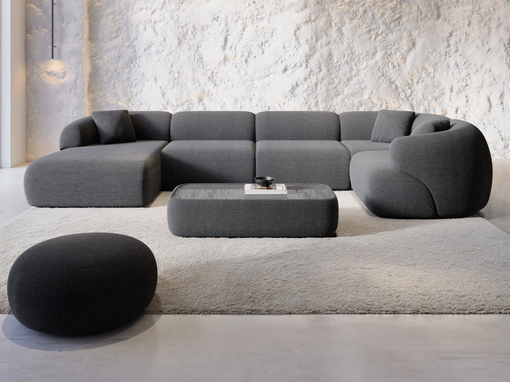Wohnlandschaft Monteluna XL U-Form in Stoff Anthrazit