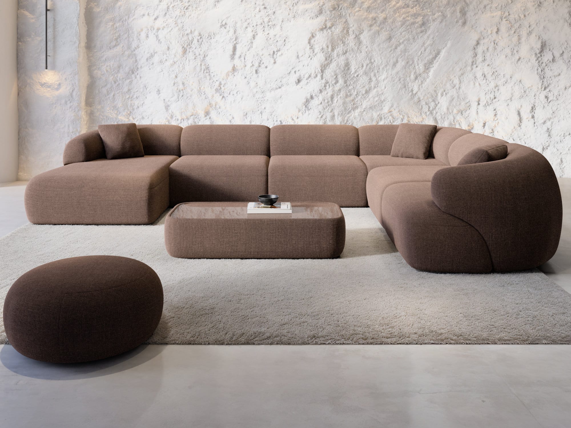 Wohnlandschaft Monteluna XXL U-Form in Stoff Braun