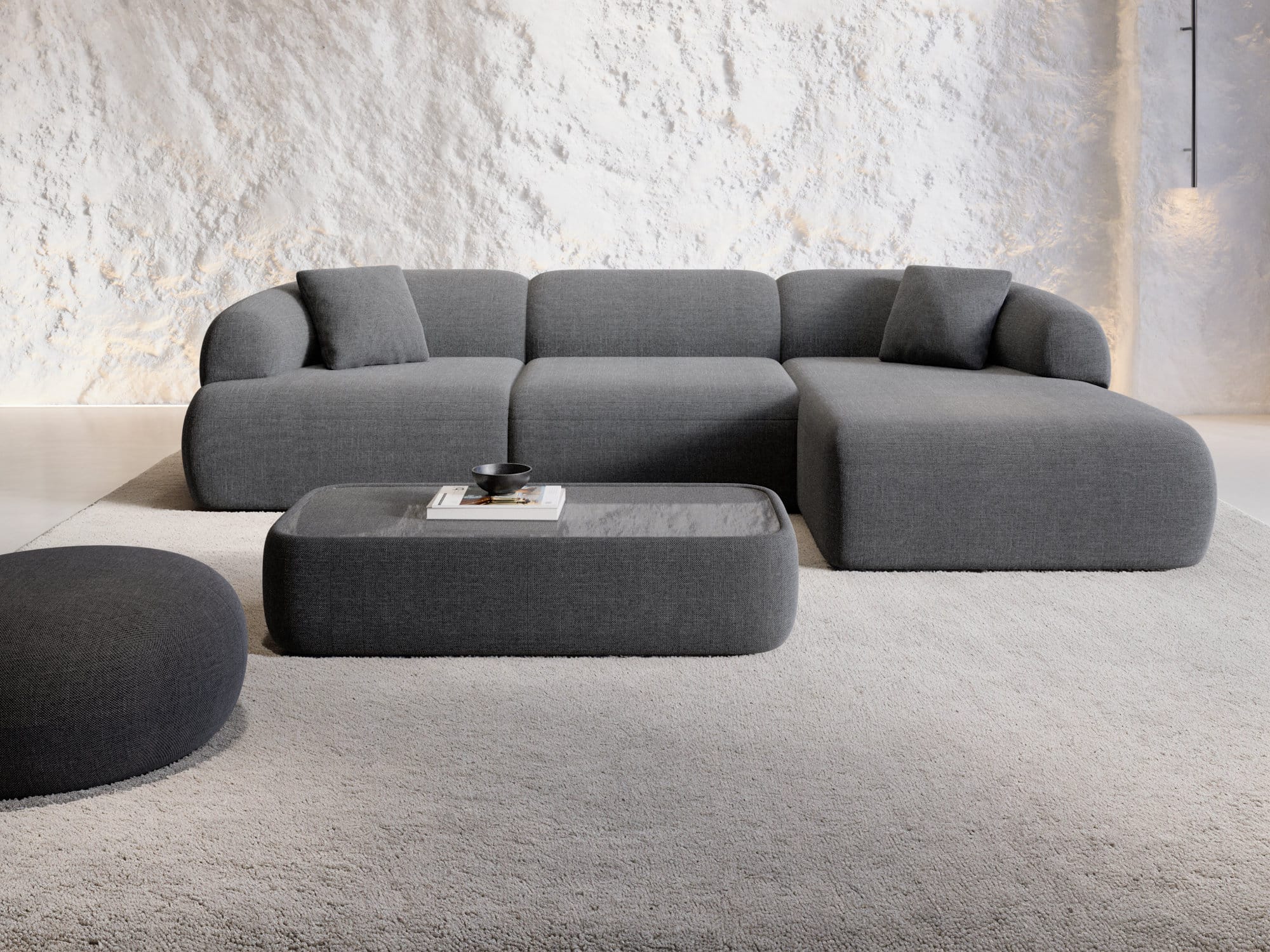 Stoff Ecksofa Monteluna L Form anthrazit