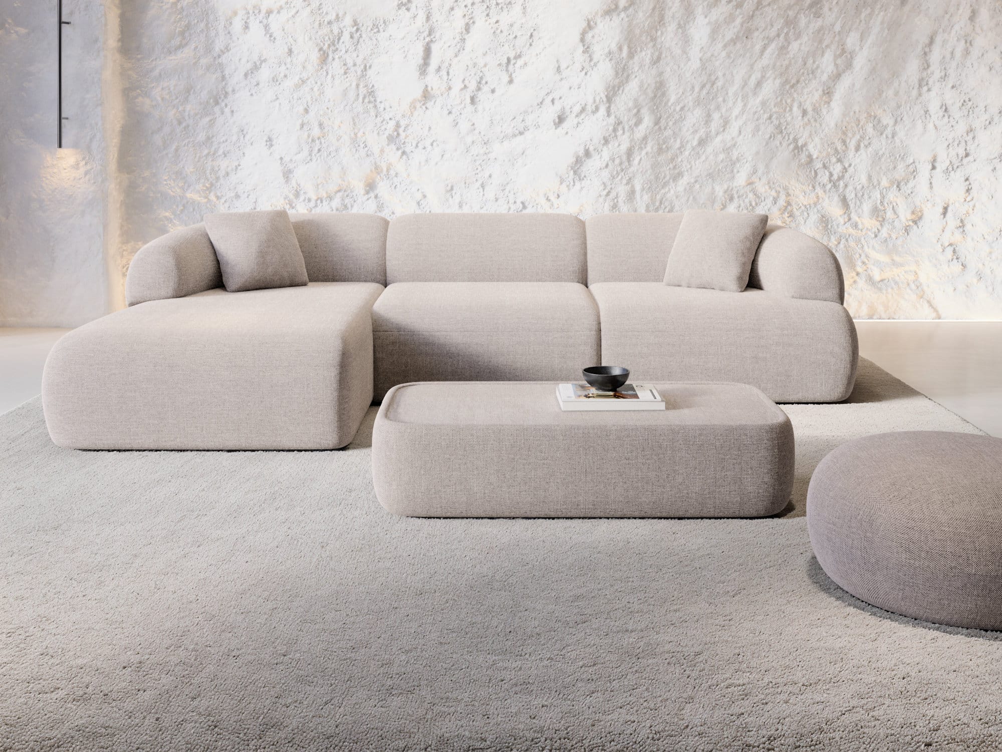 Stoff Ecksofa Monteluna L-Form Beige