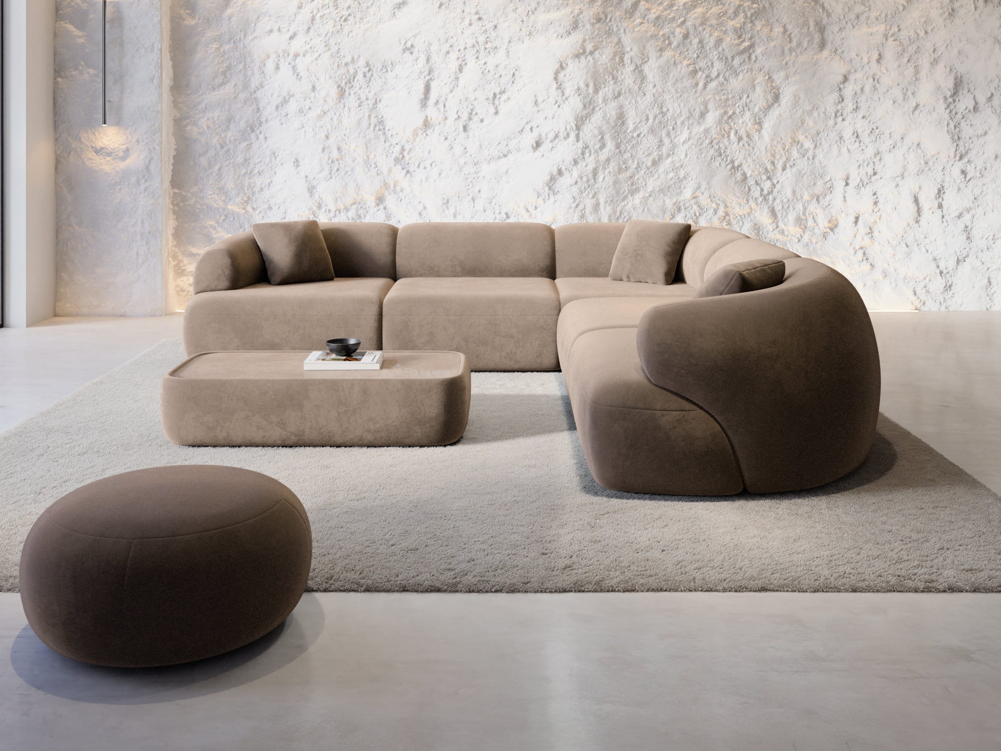 Couch Monteluna L-Form in Stoff Braun