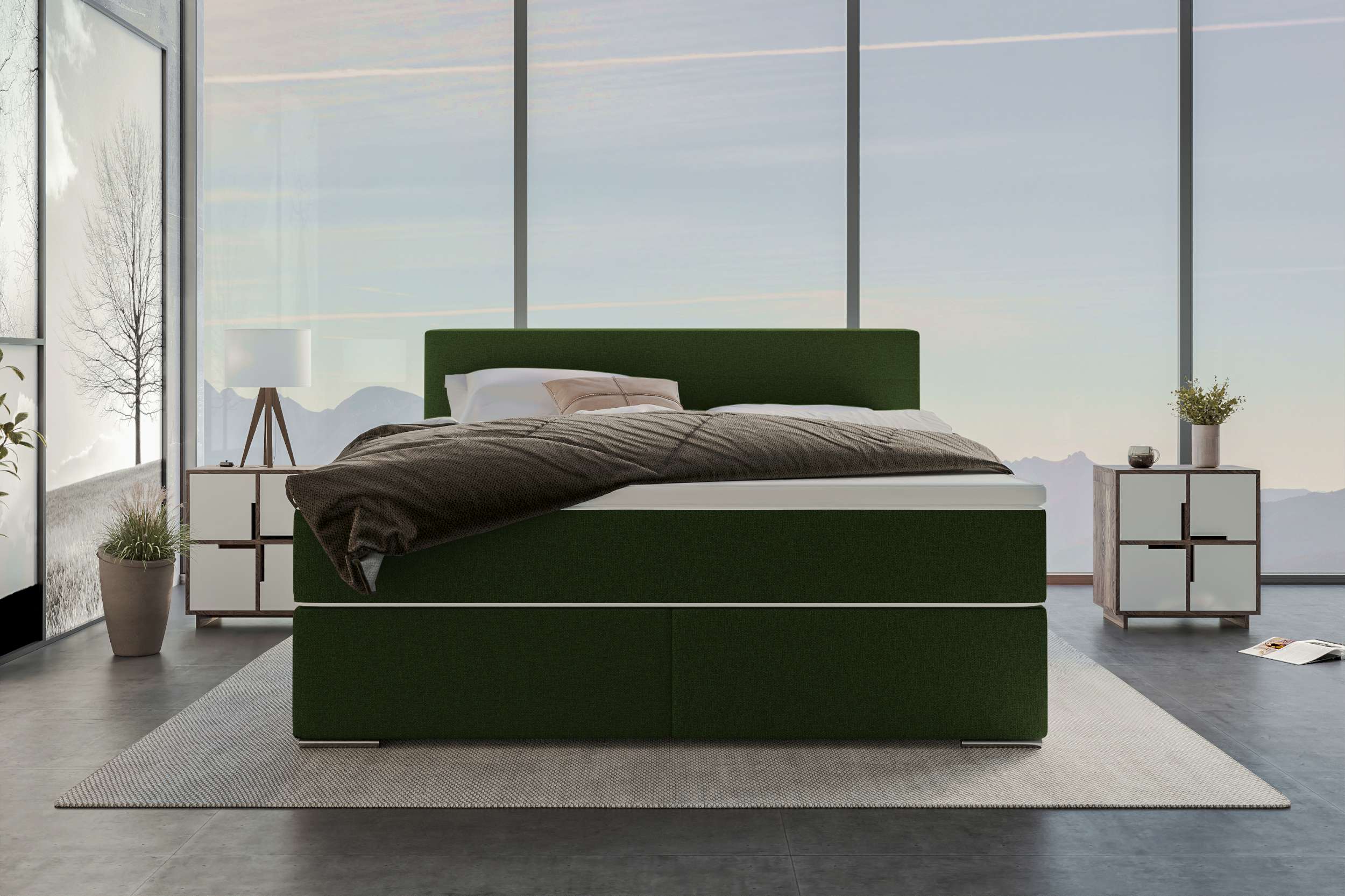 Boxspringbett Valerio Dunkelgrün