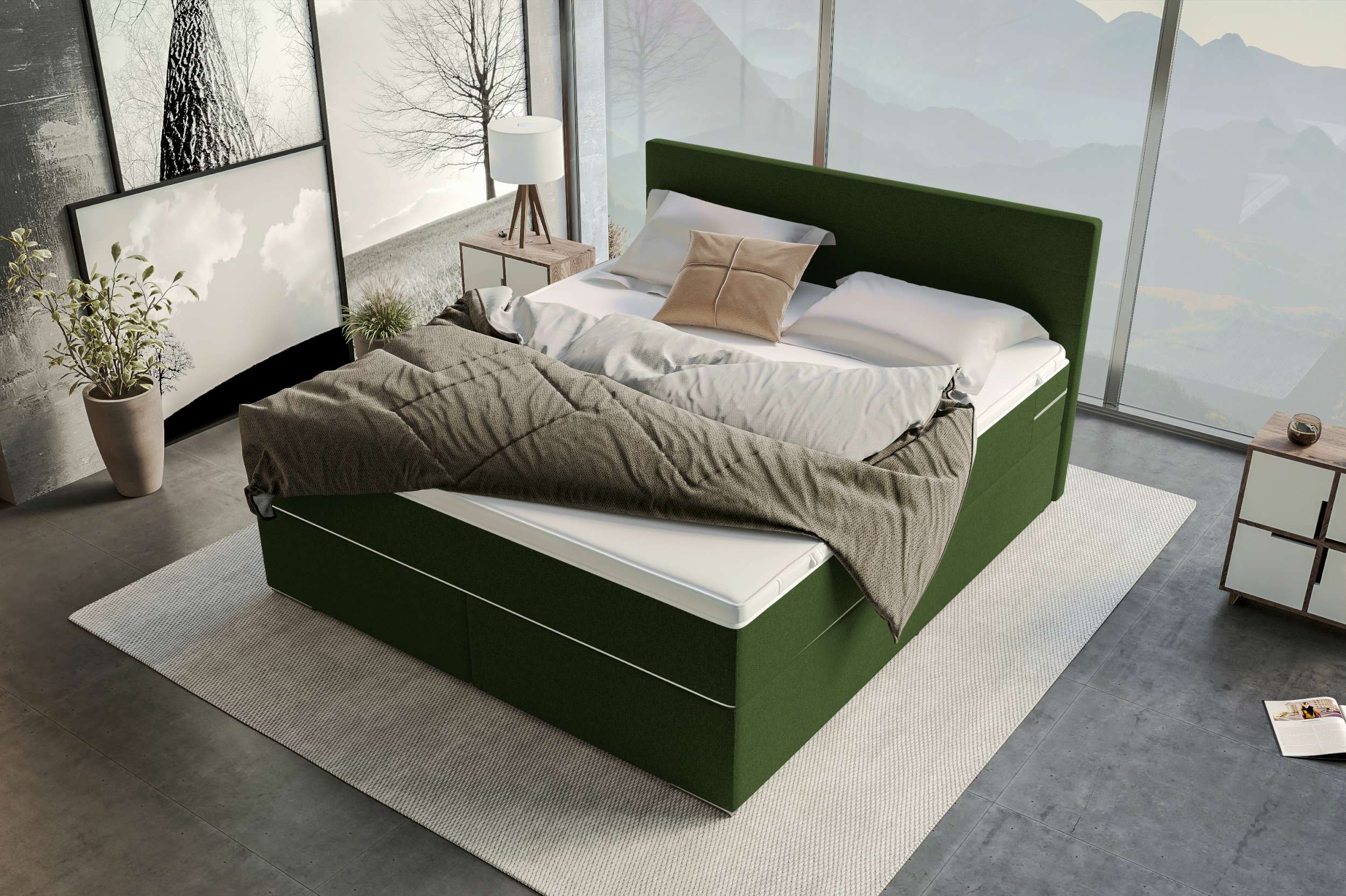 Boxspringbett Valerio Dunkelgrün