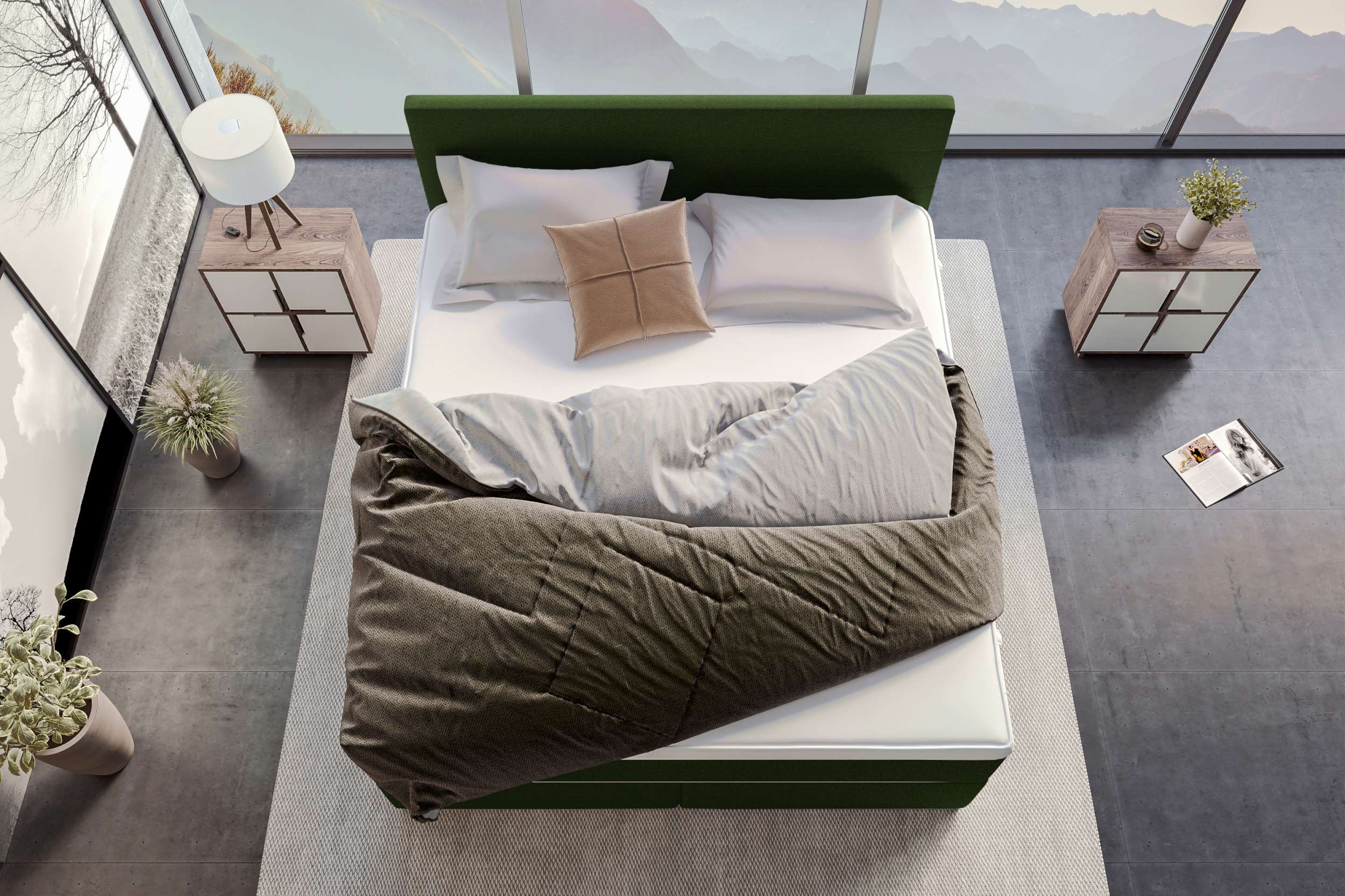 Boxspringbett Valerio Dunkelgrün