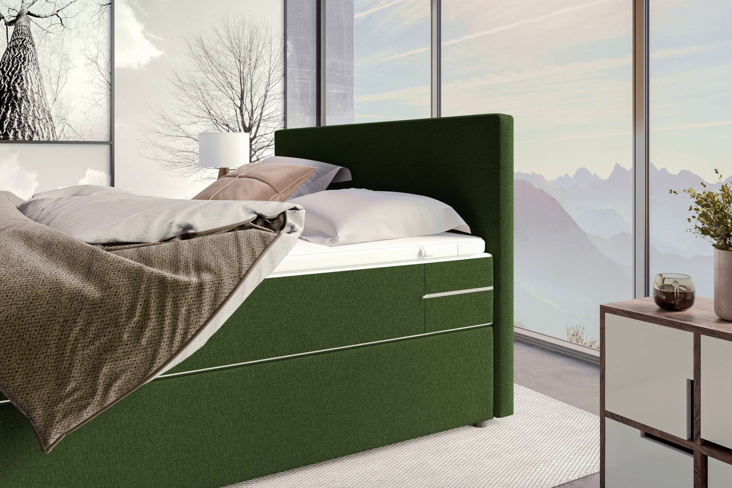 Boxspringbett Valerio Dunkelgrün