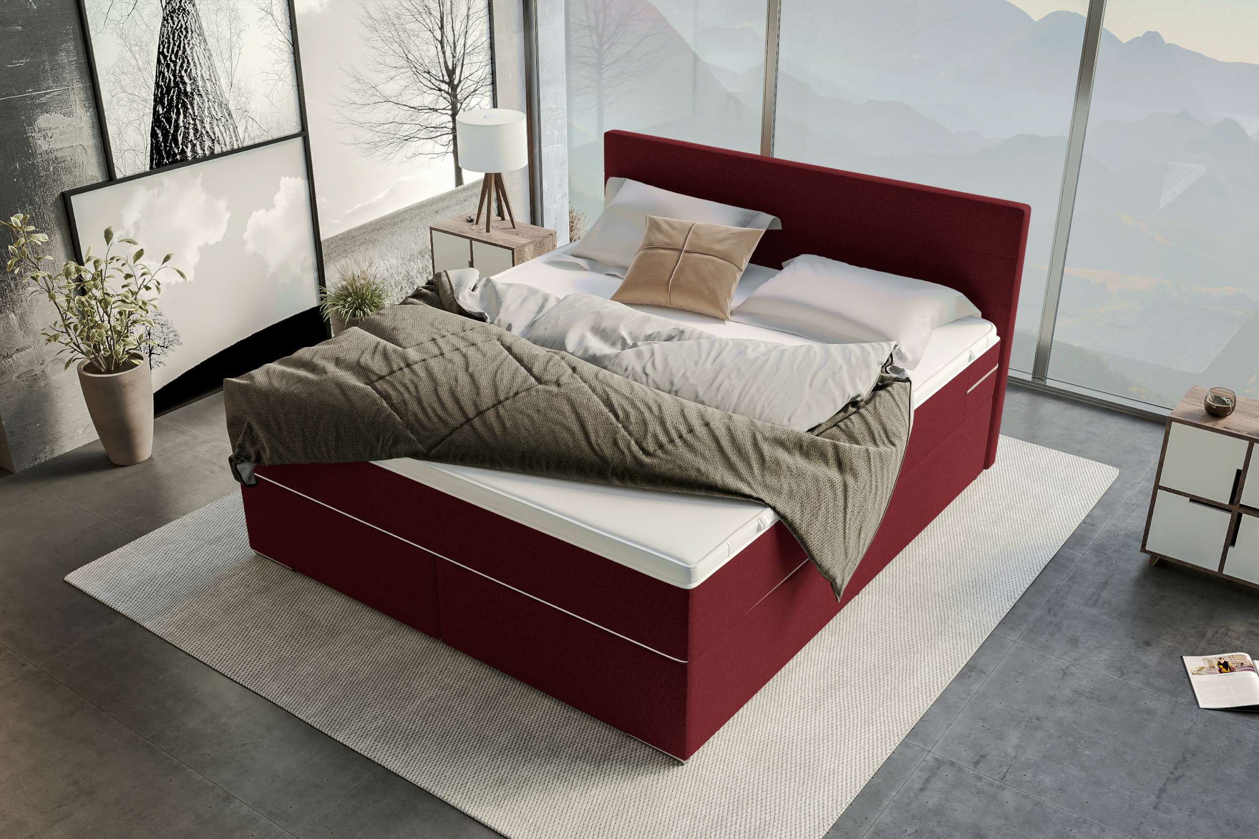 Boxspringbett Valerio Bordeaux