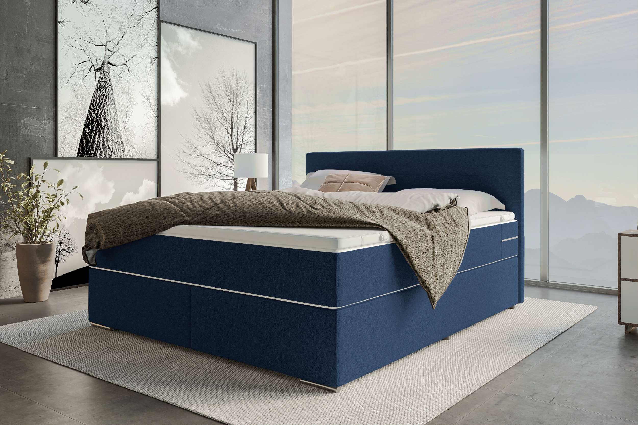 Boxspringbett Valerio Dunkelblau