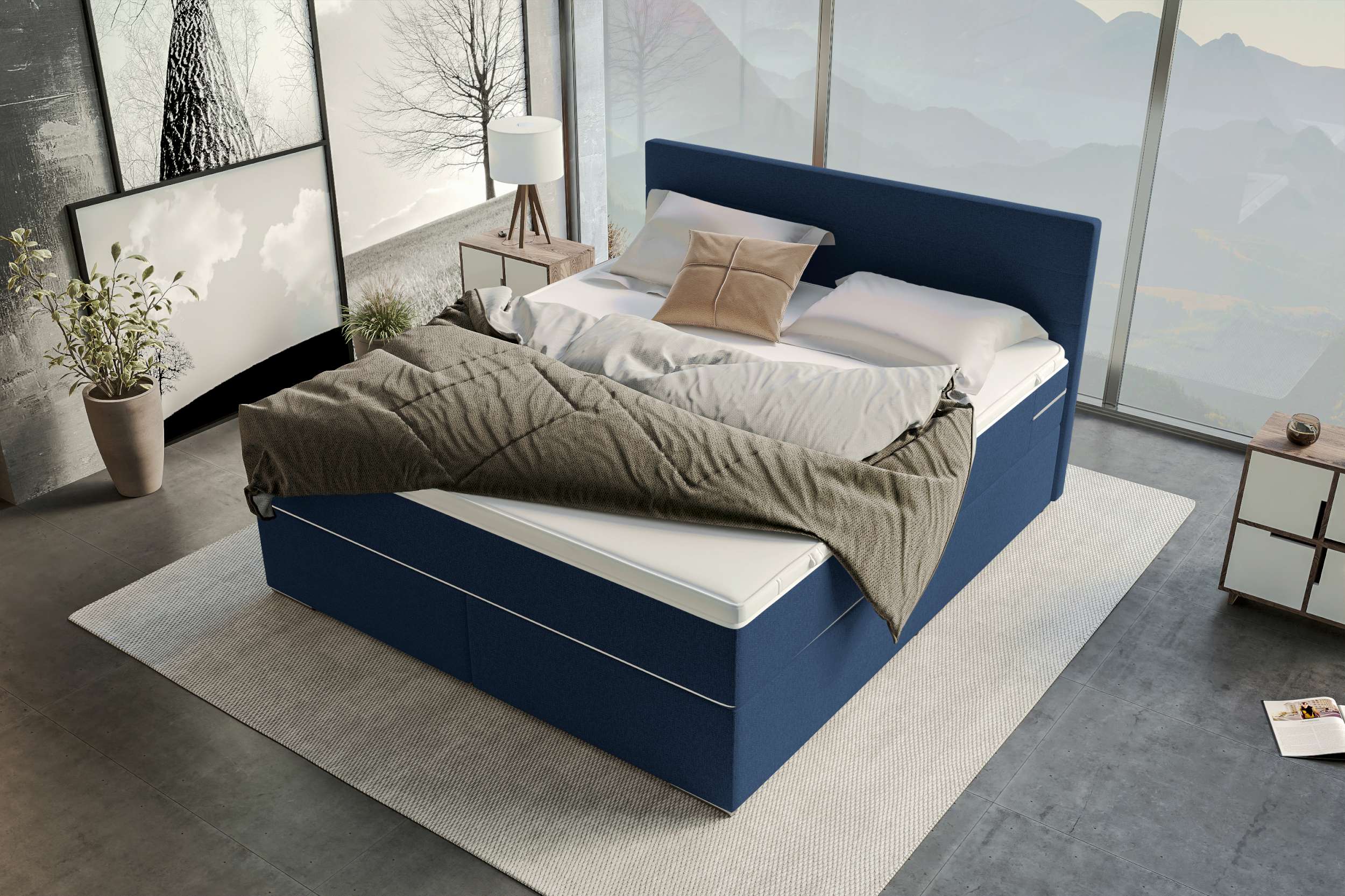Boxspringbett Valerio Dunkelblau