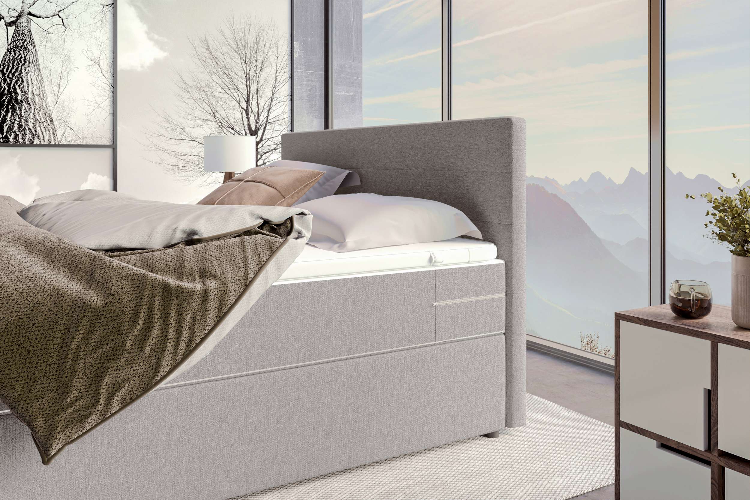 Boxspringbett Valerio Hellgrau