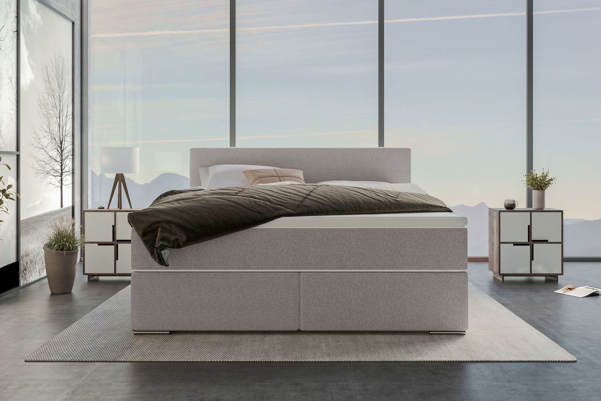 Boxspringbett Valerio Hellgrau