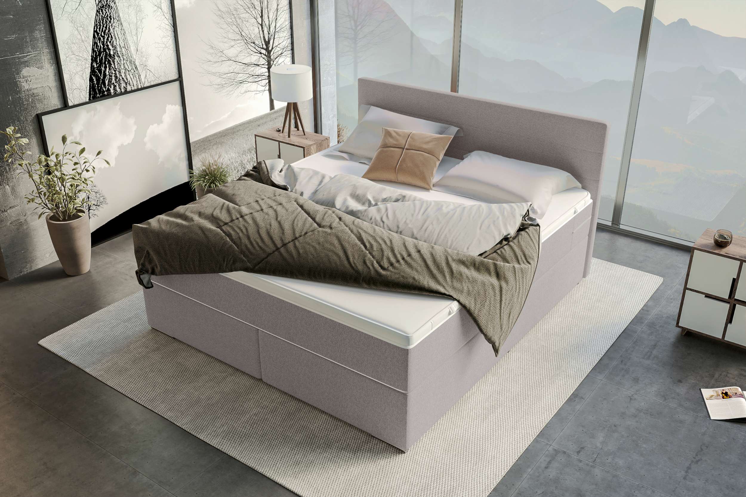 Boxspringbett Valerio Hellgrau