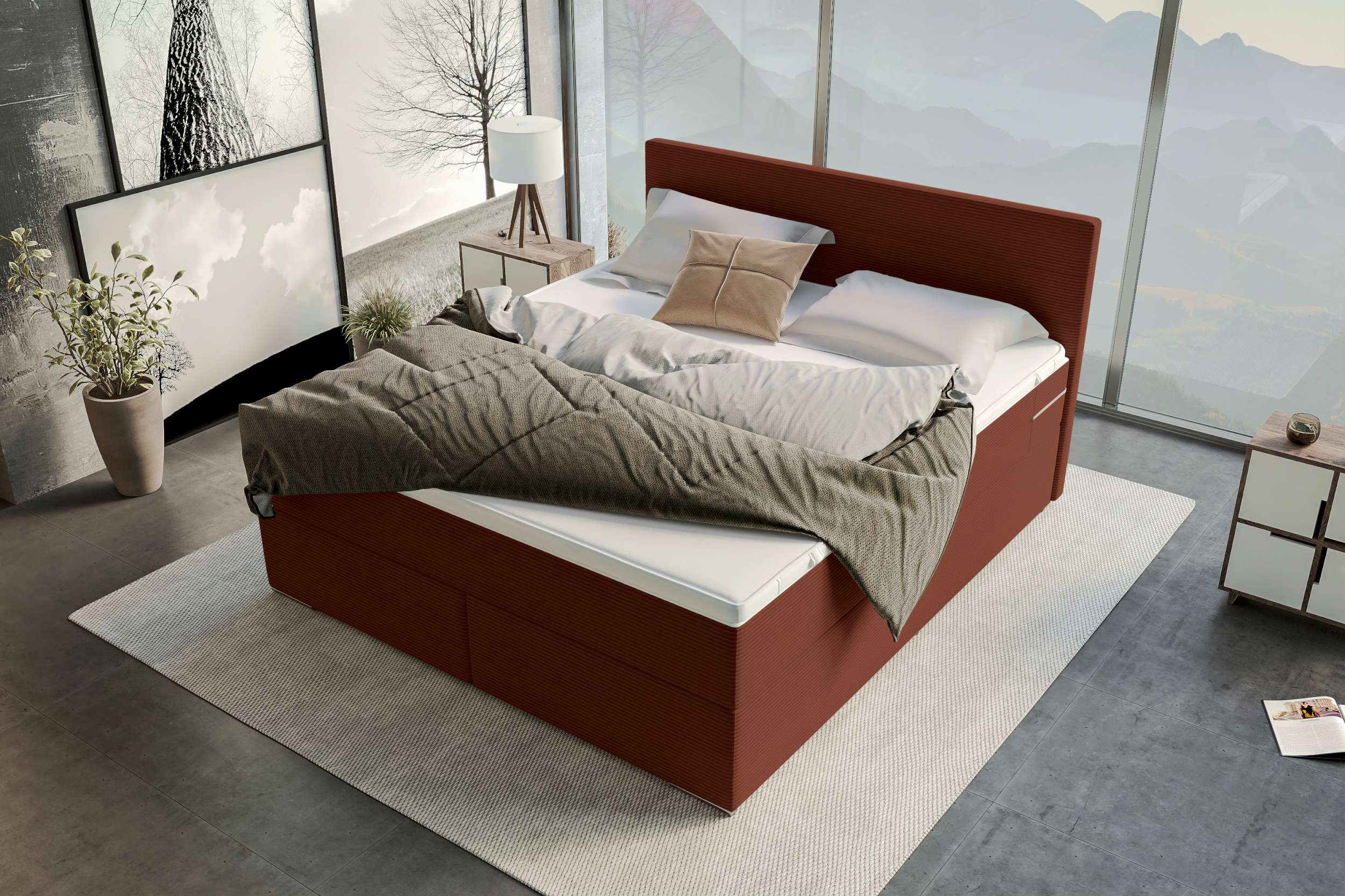 Boxspringbett Valerio Terracotta