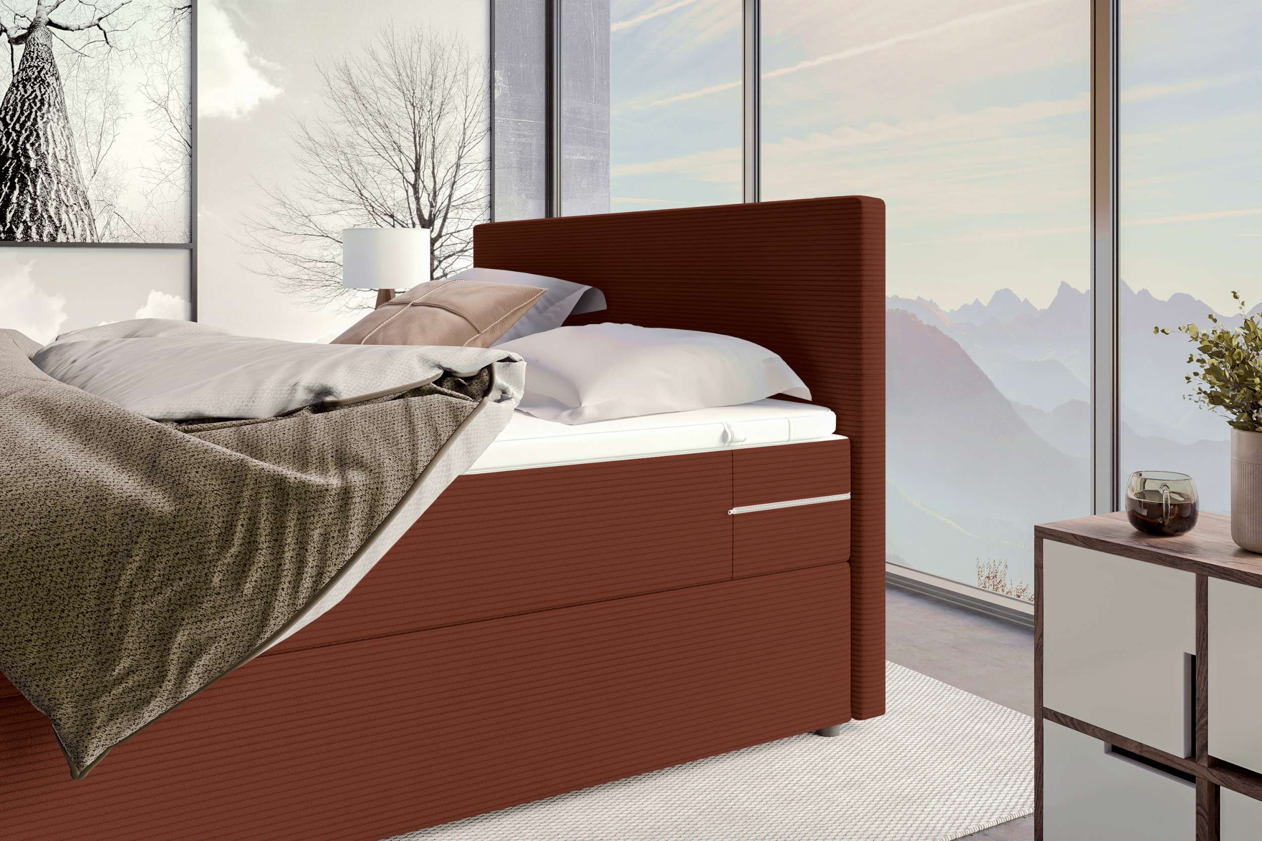 Boxspringbett Valerio Terracotta