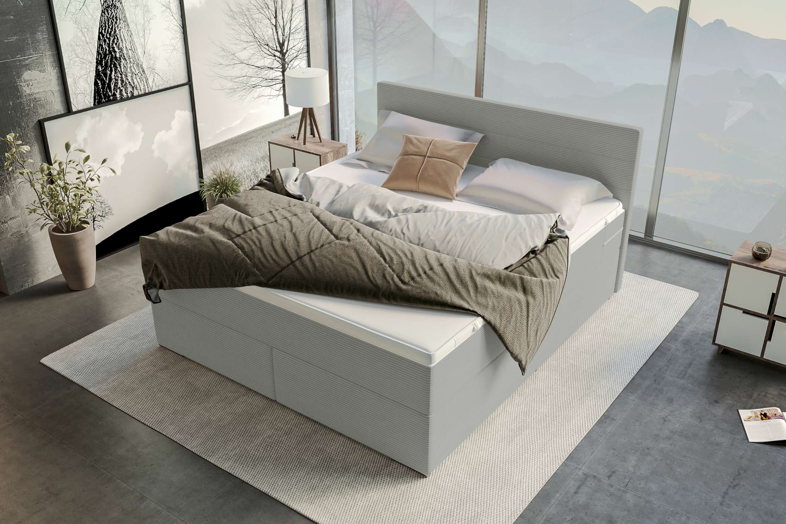 Boxspringbett Valerio Hellgrau