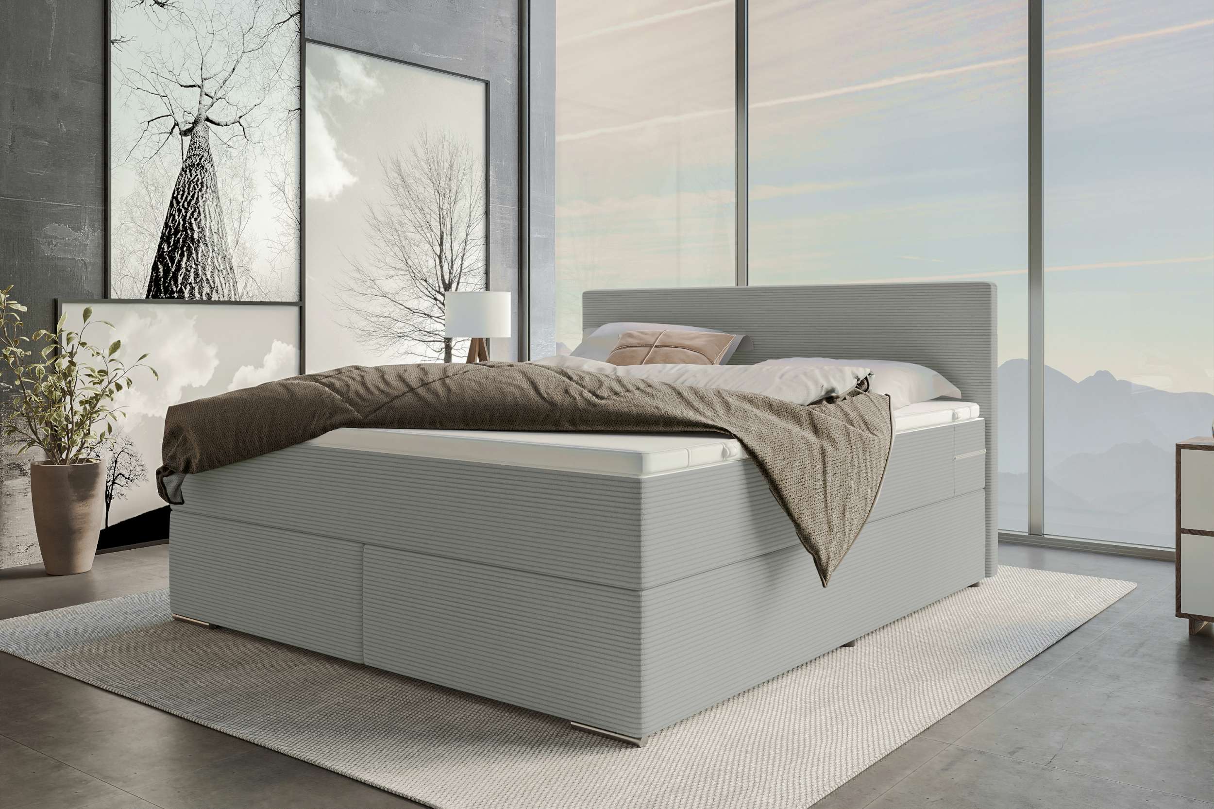 Boxspringbett Valerio Hellgrau