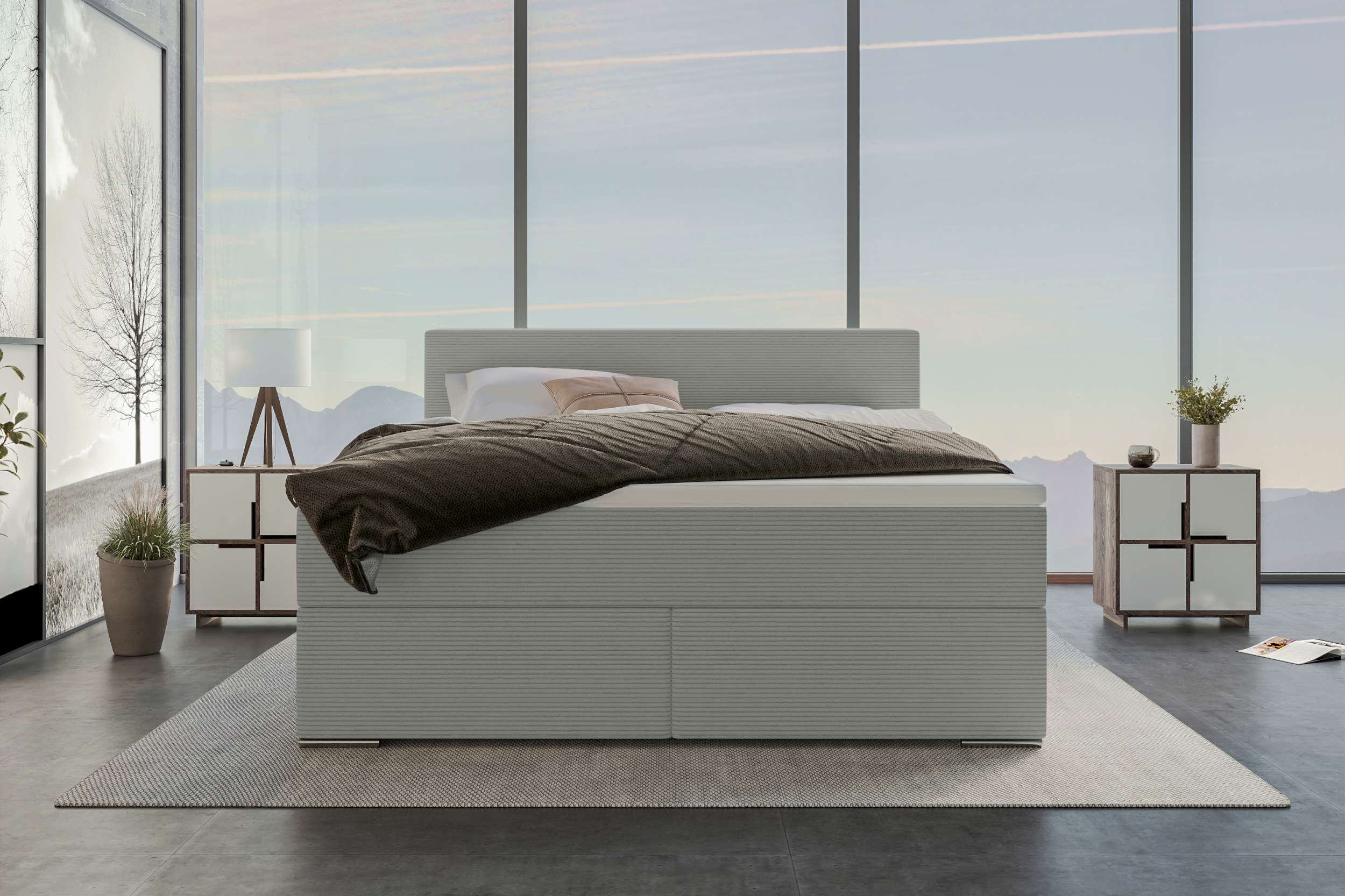 Boxspringbett Valerio Hellgrau
