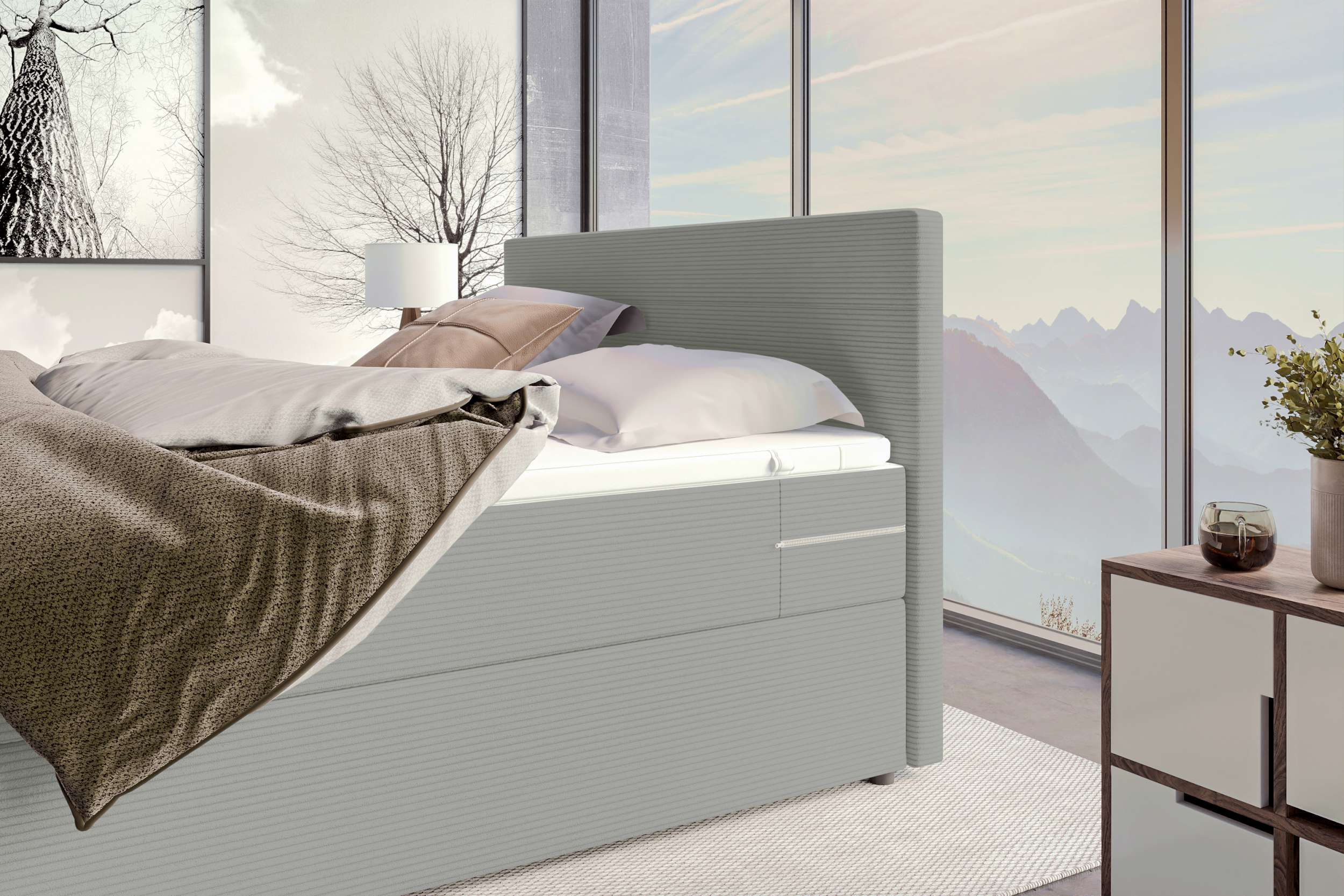 Boxspringbett Valerio Hellgrau
