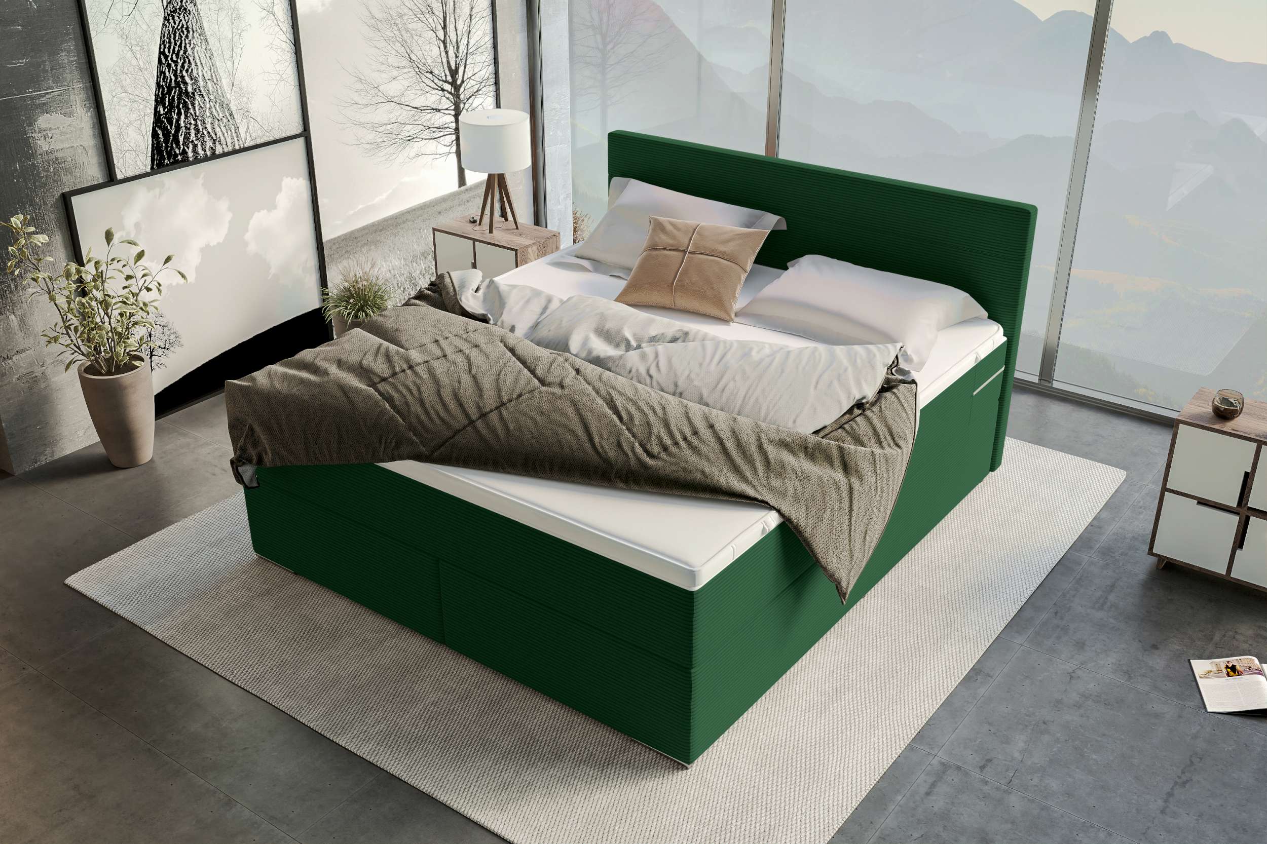 Boxspringbett Valerio Dunkelgrün